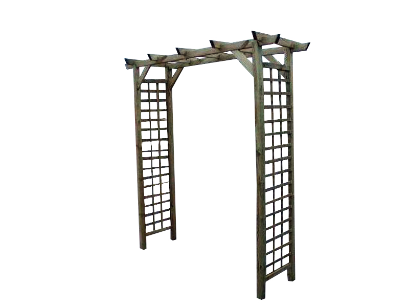Pergola droite Dimensions: 180x60x210 cm Section poteaux: 45×60 cm Assemblage: vis et agrafes galvanisés Conditionnement: 18 pc. / palette