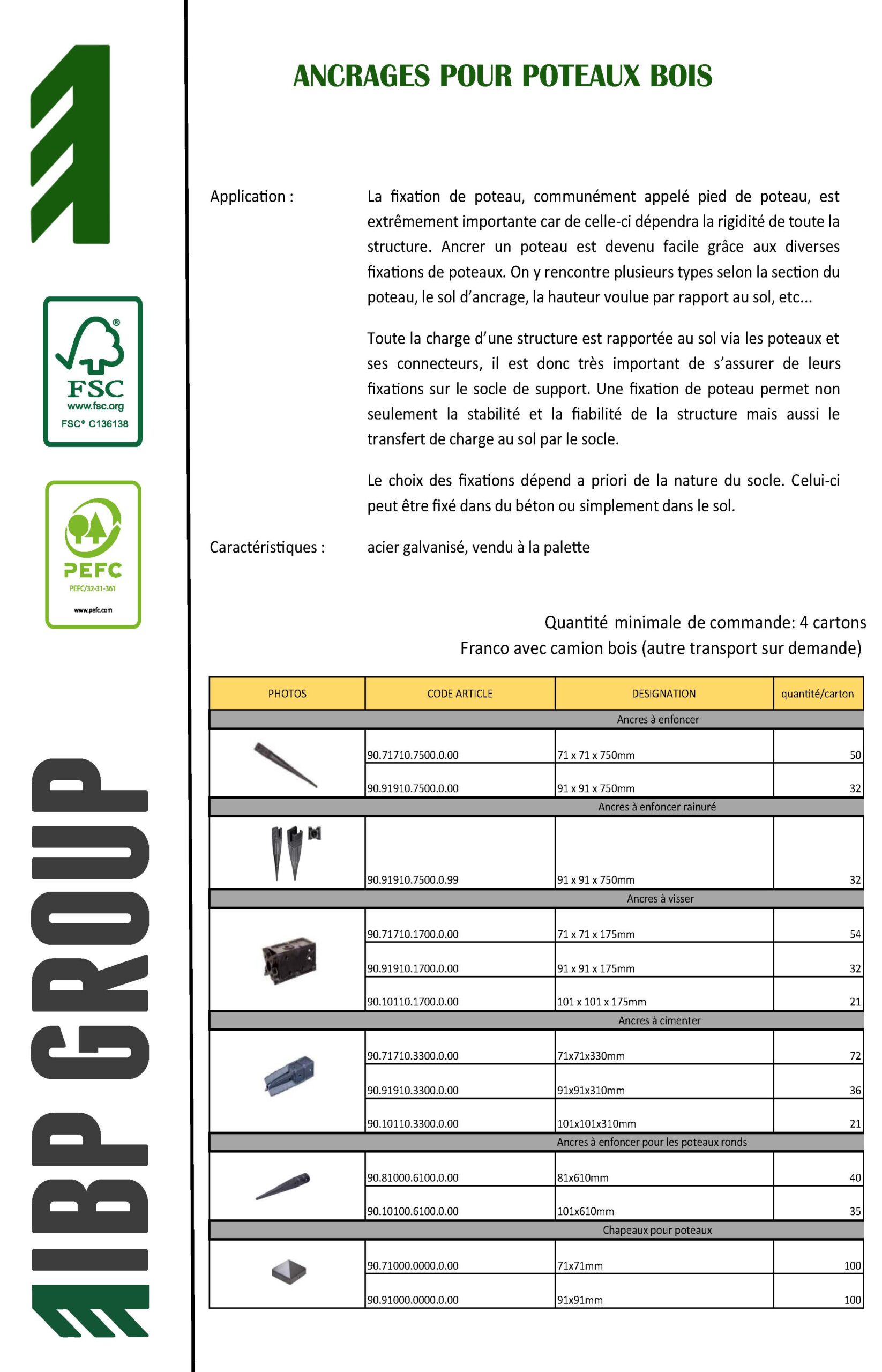 Ancrage pour poteau bois