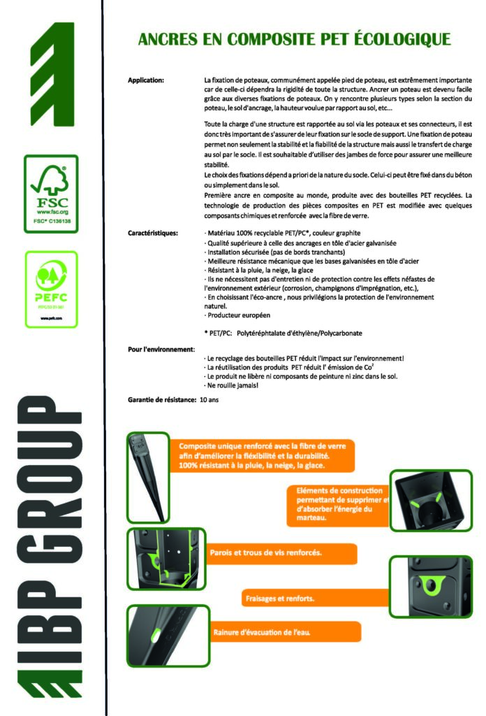 Ancre composite PET écologique