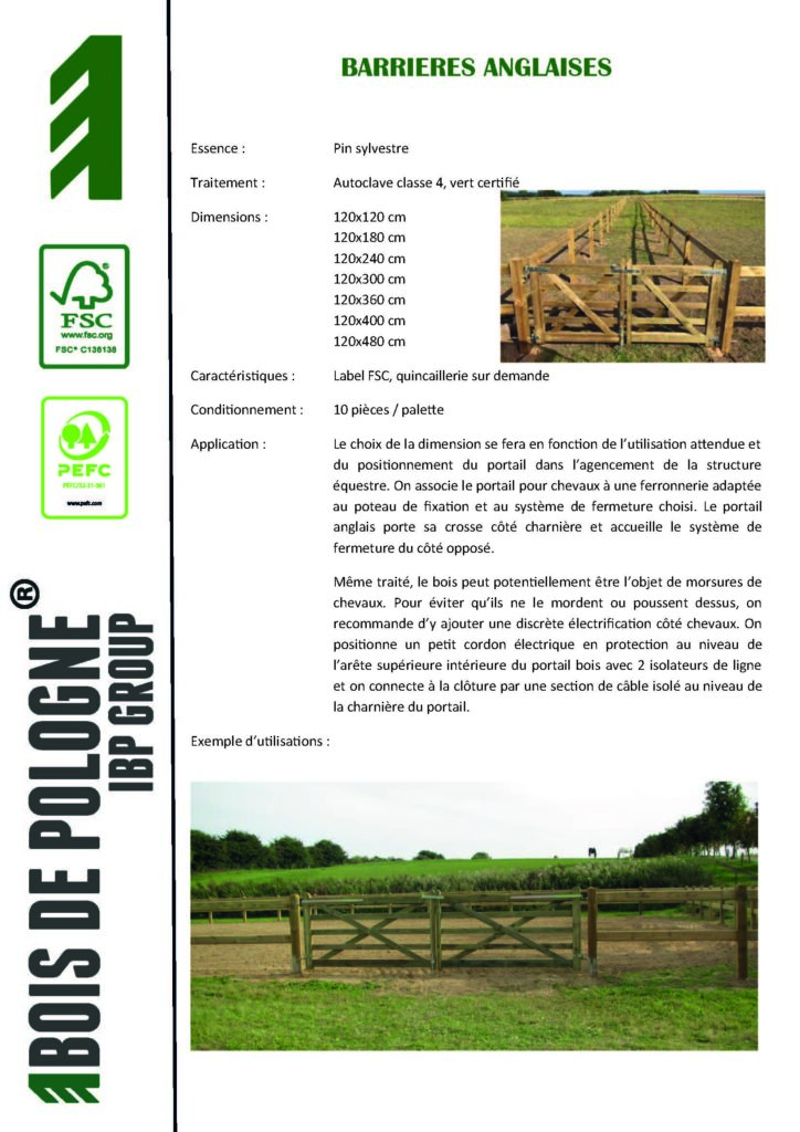 Barrière anglaise pin sylvestre classe 4