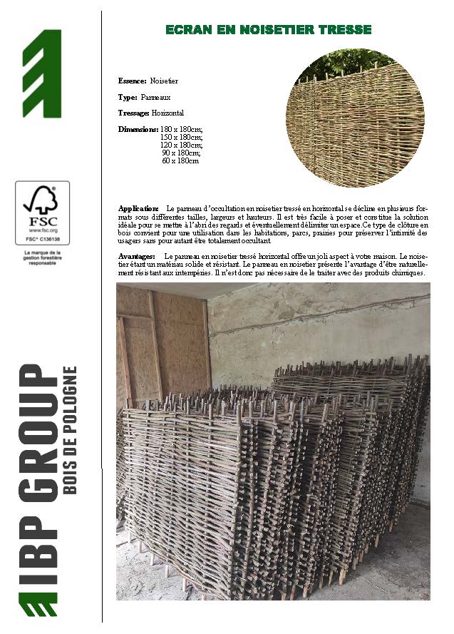 Écran en noisetier tressé